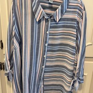 Catherines Blue and Pink Casual Button Down Shirt